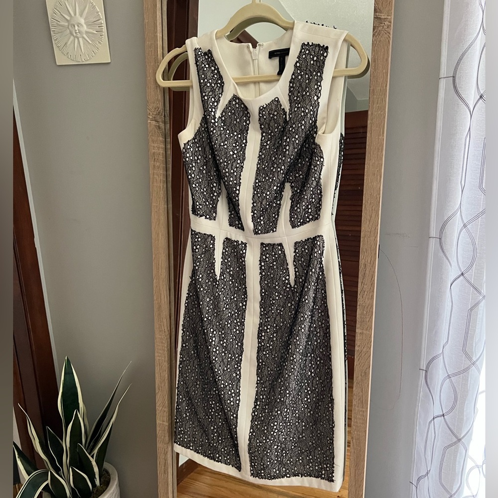 BCBG white and black lace dress